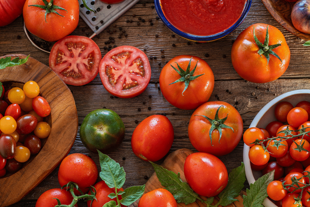 tomatoes on table