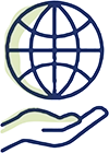globe and hand icon graphic