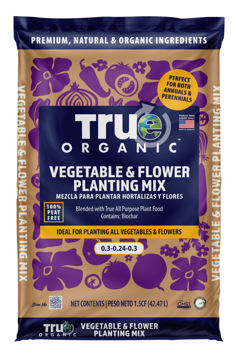 True Organic Vegetable and Flower Planting Mix bag - organic soil mix for gardens