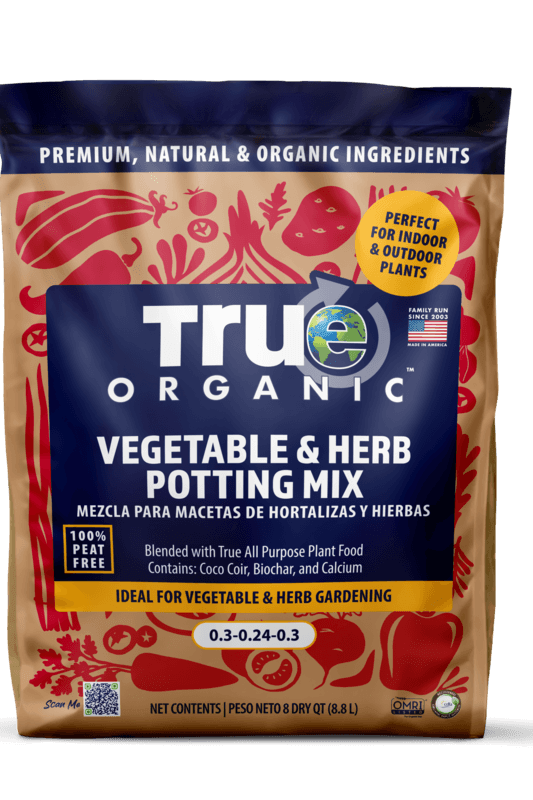 True Organic Vegetable and Herb Potting Mix bag - organic potting soil for food gardens